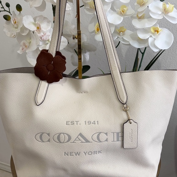 Coach Cream Tote Bag with Brown Accent - Picture 2 of 12